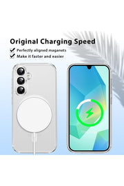 Samsung Galaxy A36 Uyumlu Kılıf Kamera Çıkıntılı Şeffaf Magsafe Kılıf Kablosuz Şarj Destekli Kapak