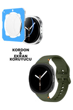 Load image into Gallery viewer, Samsung Galaxy Watch 8 40mm Uyumlu Silikon Kordon ve Kolay Kurulum Aparatlı Cam Ekran Koruyucu