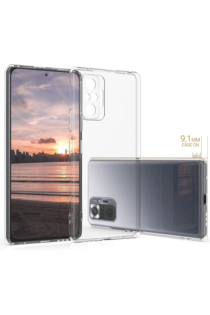 Xiaomi Redmi Note 10 Pro Uyumlu Kılıf 3D Kamera Korumalı Darbe Önleyici Şeffaf Esnek Silikon Kapak