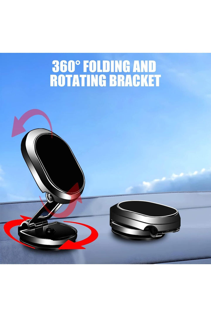 Araç İçi Telefon Tutucu Tüm Modeller ile Uyumlu 360 Dönebilen Metal Mıknatıslı Katlanabilir Tutucu