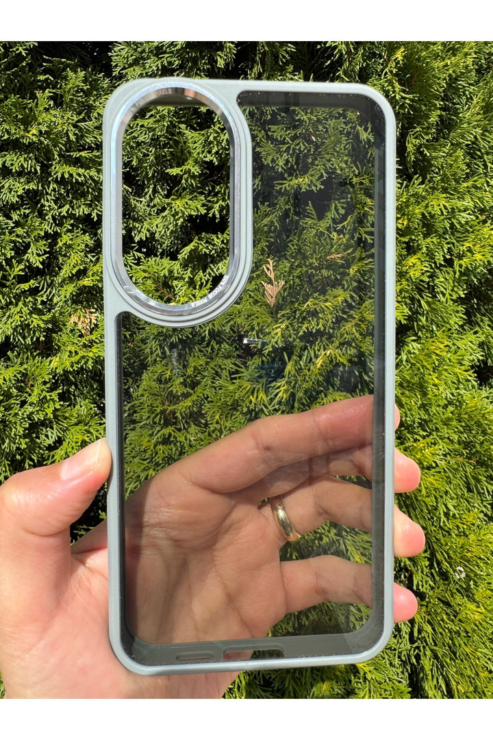 Samsung Galaxy S23 Fe Uyumlu Kılıf Siyah Transparan Şeffaf Kamera Çevresi Metal Koruyucu Silikon