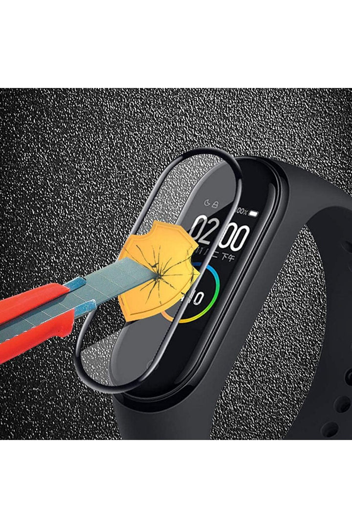 Xiaomi Mi Band 5 Uyumlu Tam Kaplayan Darbelere Karşı Dayanıklı Kırılmaz Cam Nano Ekran Koruyucu
