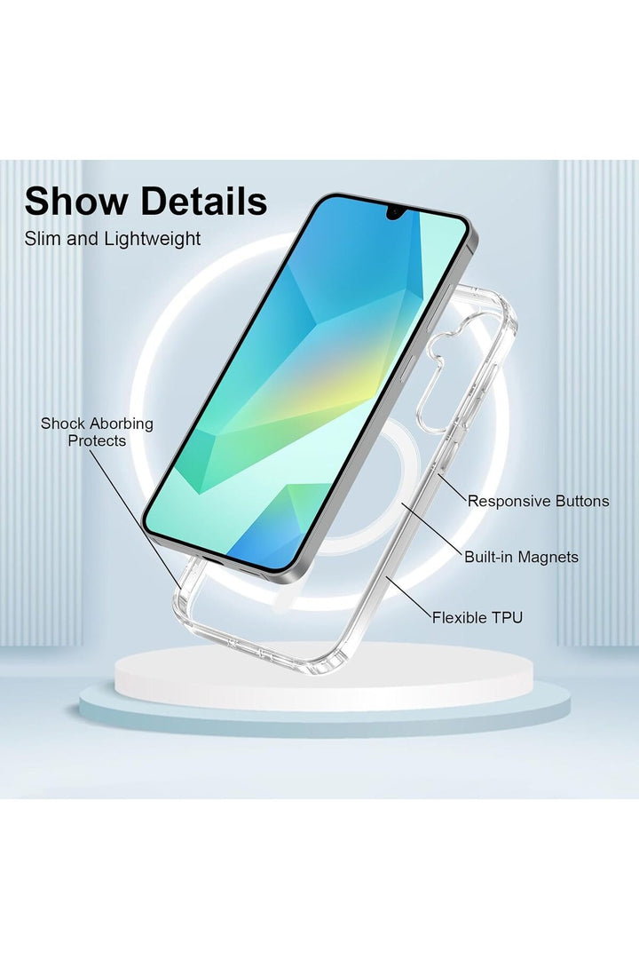 Samsung Galaxy A26 Uyumlu Kılıf Kamera Çıkıntılı Şeffaf Magsafe Kılıf Kablosuz Şarj Destekli Kapak