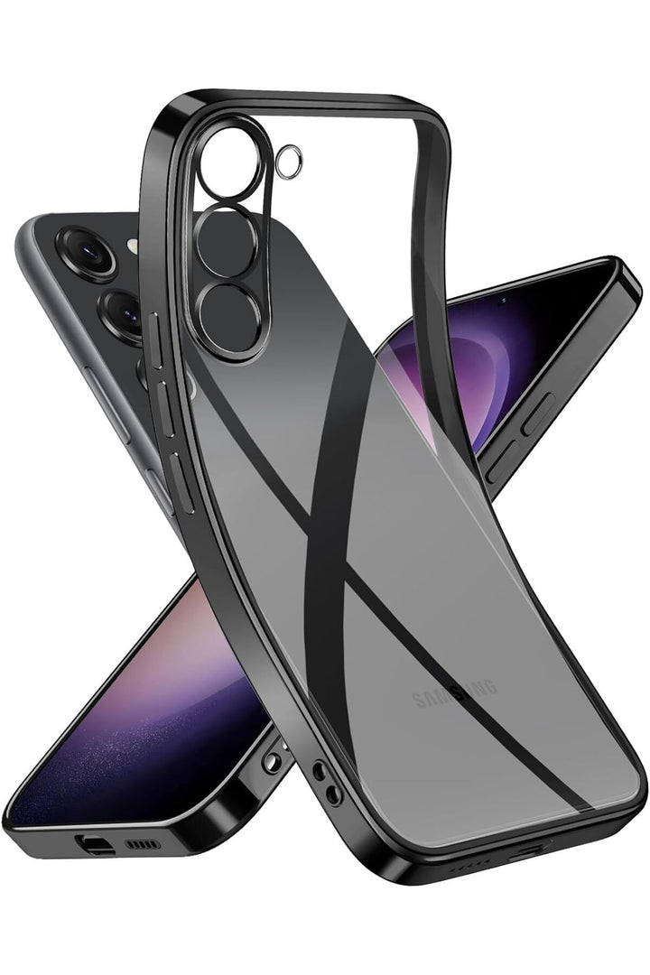 Samsung Galaxy S23 Uyumlu Kılıf Kenarları Renkli Kamera Korumalı Dayanıklı Şeffaf Silikon Kapak