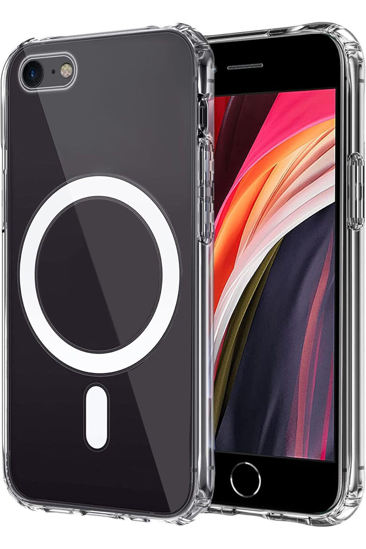 iPhone 8 Uyumlu Kılıf Kamera Çıkıntılı Şeffaf Magsafe Kablosuz Şarj Destekli Kapak