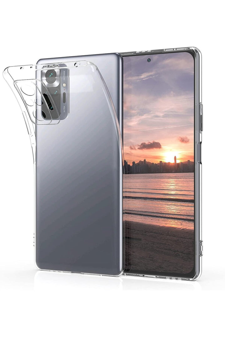 Xiaomi Redmi Note 10 Pro Uyumlu Kılıf 3D Kamera Korumalı Darbe Önleyici Şeffaf Esnek Silikon Kapak