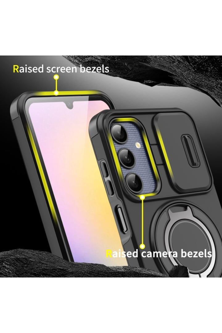 Samsung Galaxy A56 Uyumlu Kılıf Kamera Korumalı Sürgülü 360 Dönebilen Magsafe Stand Tank Kapak
