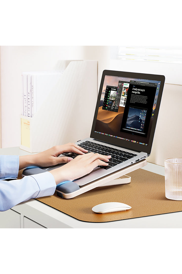 Bileklik Destekli Yükseltilebilir/Ayarlanabilir Notebook/Tablet/iPad/Macbook Uyumlu Ahşap Stand