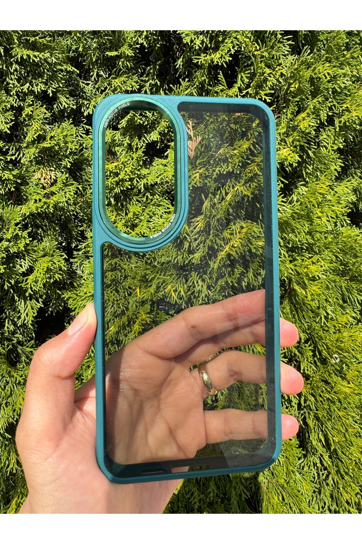 Samsung Galaxy S23 Fe Uyumlu Kılıf Siyah Transparan Şeffaf Kamera Çevresi Metal Koruyucu Silikon