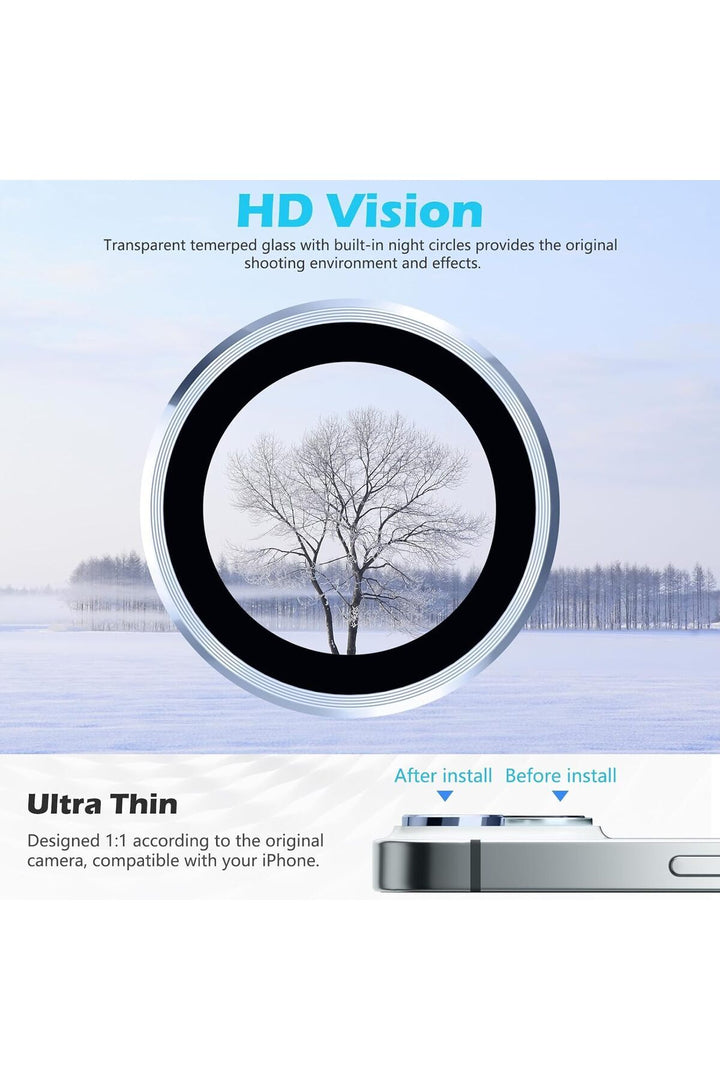 İphone 15/iphone 15 Plus Uyumlu Kamera Lens Koruyucu Dayanıkl Renkli Metal Temperli Cam Koruma