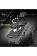 Load image into Gallery viewer, Xiaomi Redmi Note 14 Pro /note 14 Pro Plus Uyumlu Kılıf Magsafe Stand Siyah Kamera Korumalı Kapak