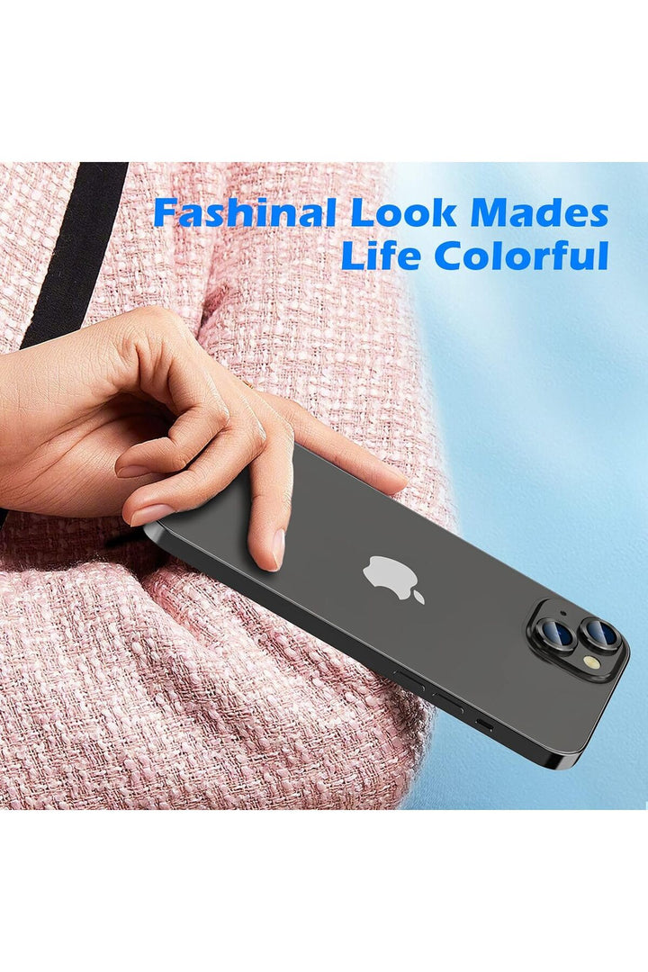 iPhone 15 Uyumlu Kamera Lens Koruyucu Dayanıkl Renkli Metal Temperli Cam Kamera Lens Koruma