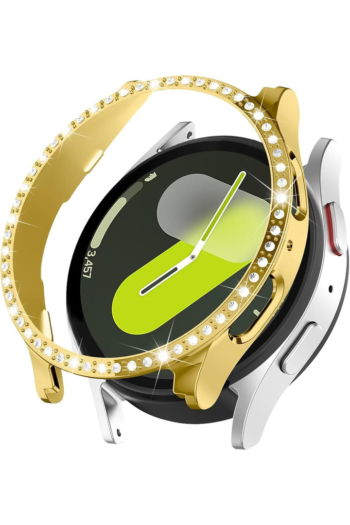Samsung Galaxy Watch 4/5/6/7 40mm Uyumlu Kılıf Ekran ve Kasa Koruyucu Parlak Taşlı Kasa Koruma Guard