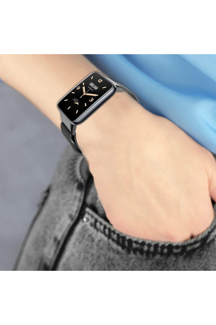 Xiaomi Mi Band 7 Pro Uyumlu Kordon Ayarlanabilir Mıknatıslı Metal Hasır Manyetik Paslanmaz Kordon