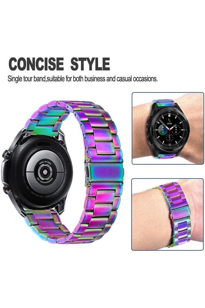 Huawei Watch GT2E/GT2/GT2 Pro/GT3/GT3 Pro/GT4 46mm Uyumlu Kordon Ayarlanablir Paslanmaz Parlak Metal