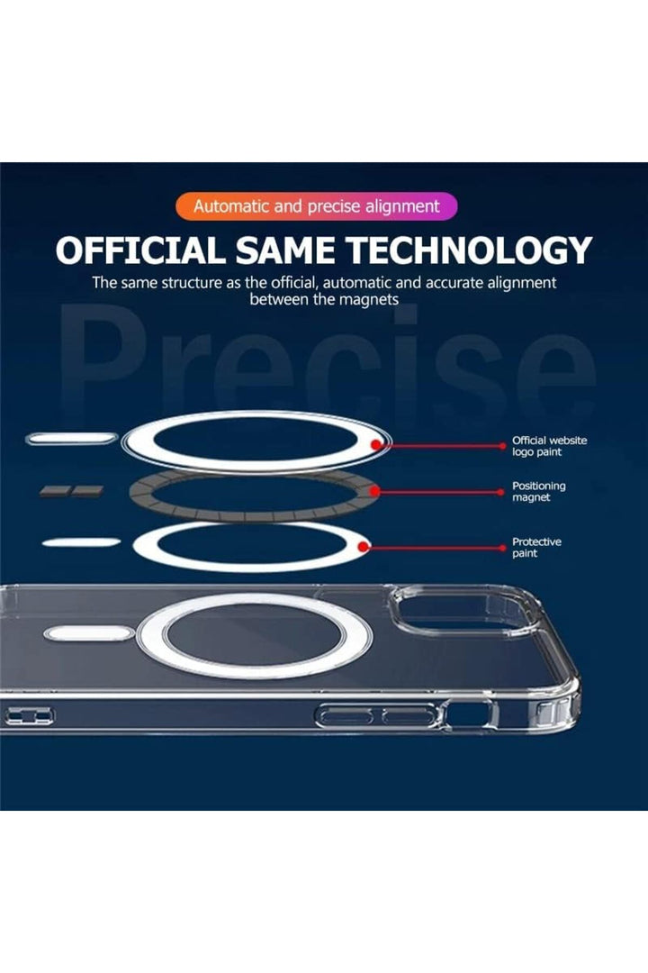 iPhone 15 Pro Max Uyumlu Kılıf Kamera Çıkıntılı Şeffaf Magsafe Kılıf Kablosuz Şarj Destekli Kapak