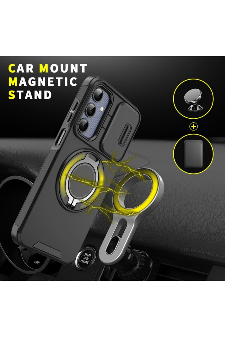 Samsung Galaxy A36 Uyumlu Kılıf Kamera Korumalı Sürgülü 360 Dönebilen Magsafe Stand Tank Kapak