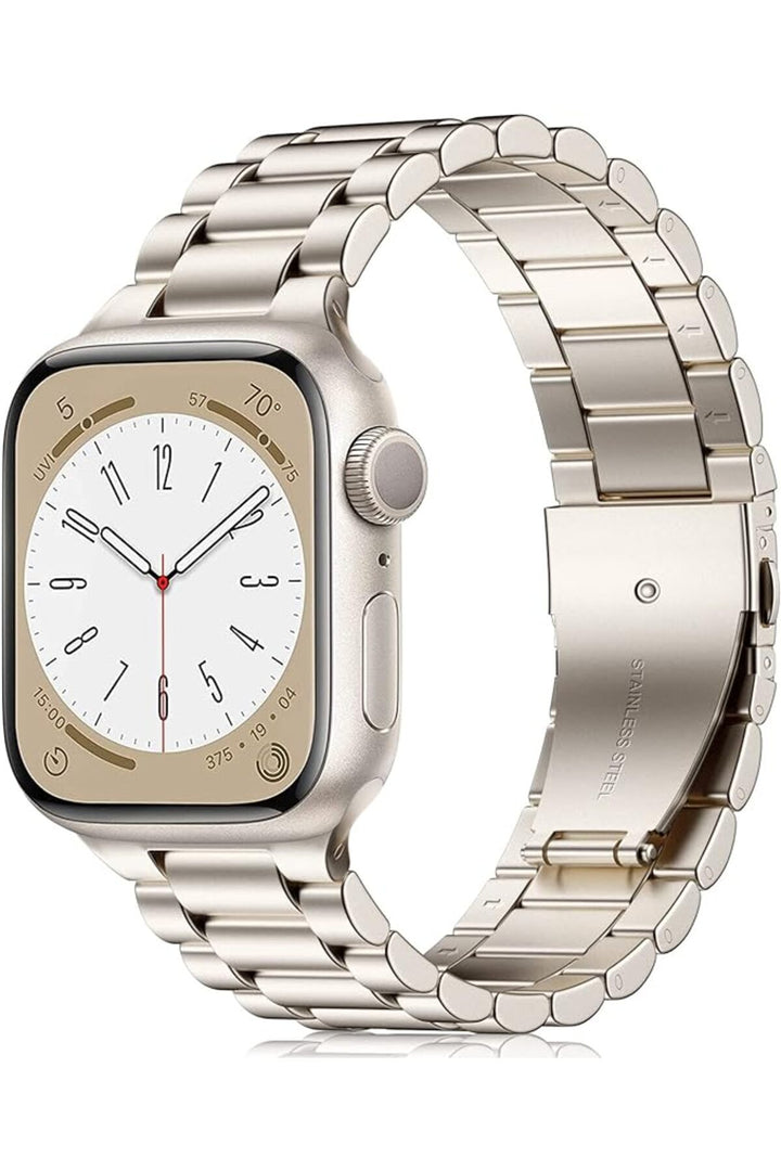 Apple Watch 9 8 7 6 5 4 3 2 1 Se 38mm/40mm/41mm Uyumlu Kordon Ayarlanabilir Parlak Metal Paslanmaz