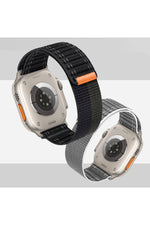 Load image into Gallery viewer, Apple Watch 44mm/45mm/46mm/49mm Uyumlu Kordon Bakla Bölmeli Dizayn Hasır Cırt Dokuma Kumaş Kordon
