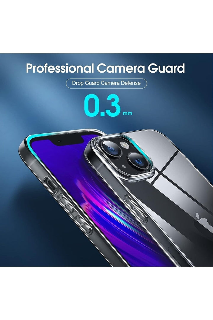 İphone 14 Plus/15 Plus Uyumlu Kılıf Darbelere Dayanıklı Ince Şeffaf Renksiz Transparan Esnek Silikon