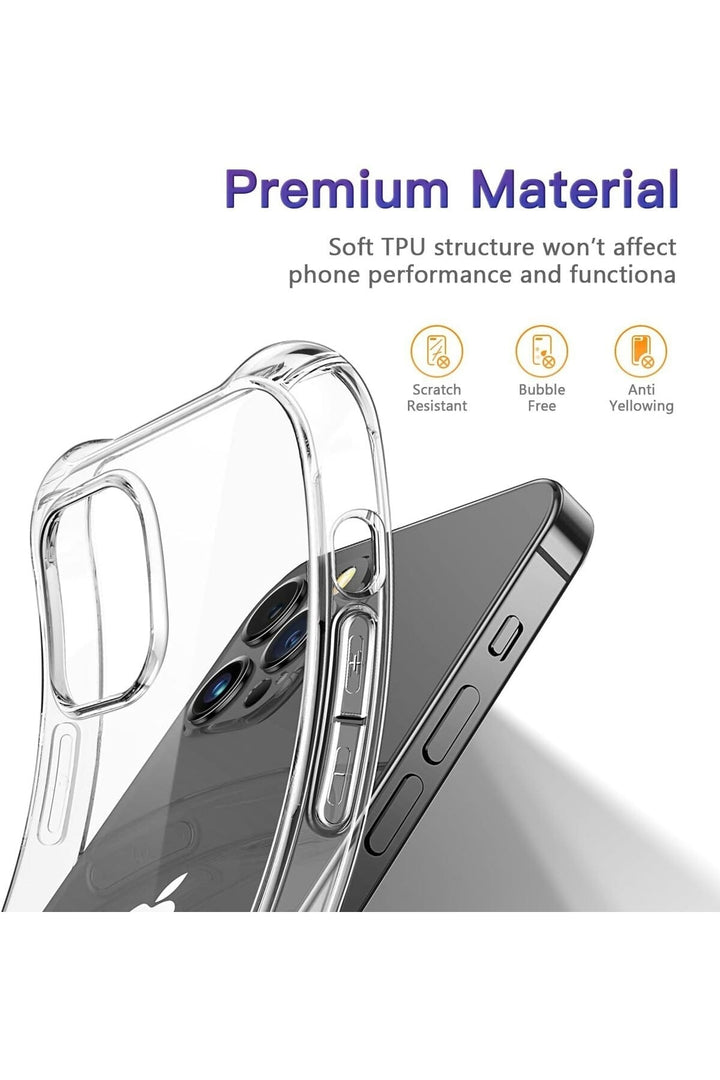 iPhone 13 Pro Max Uyumlu Kılıf Darbelere Dayanıklı Ultra ince Şeffaf Renksiz Esnek Silikon