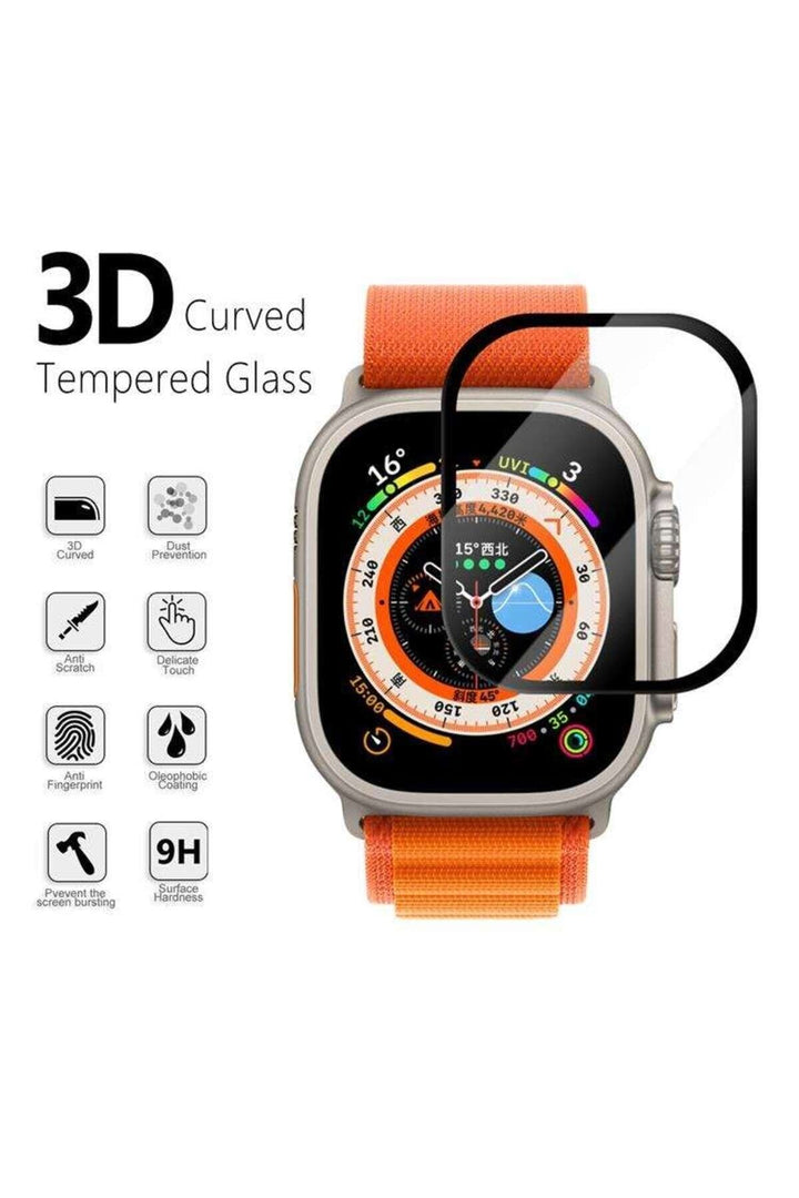 Apple Watch 8 Ultra 49mm Uyumlu Watch Ekran Koruyucu Darbelere Dayanıklı Tam Kaplayn Esnek Nano Cam