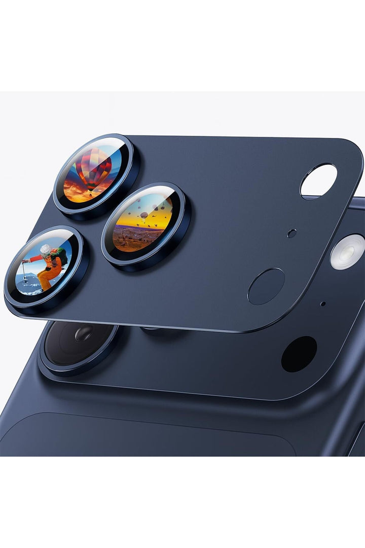 iPhone 17 Pro Max Uyumlu Kamera Koruyucu Lens Metal Temperli Cam Kamera Çevresi Tam Koruma