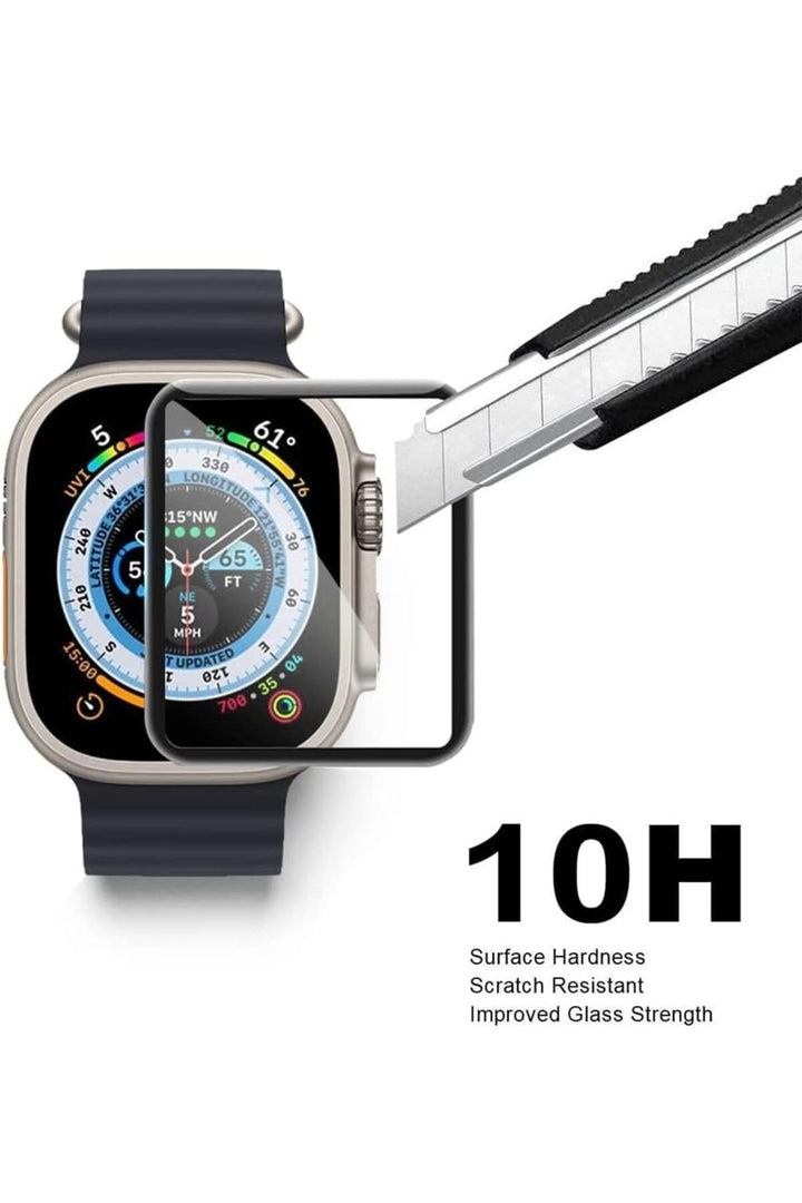 Apple Watch 8 Ultra 49mm Uyumlu Watch Ekran Koruyucu Darbelere Dayanıklı Tam Kaplayn Esnek Nano Cam