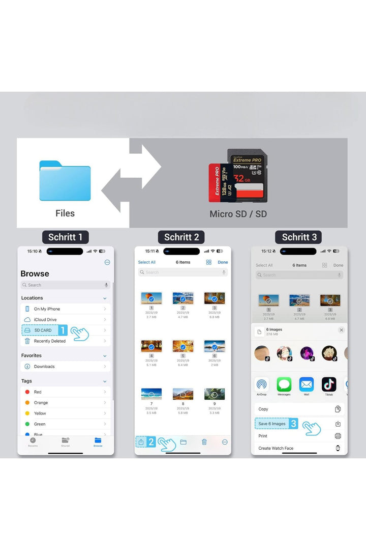 17/16/15/Pro Max/Plus/Mini/iPad/MacBook Pro/Air Samsung Uyumlu Type-C To SD/Micro SD/TF Kart Okuyucu