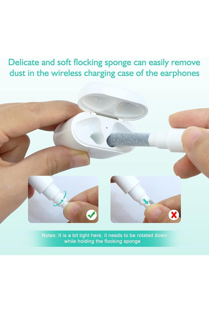 Çok Fonksiyonlu Fırçalı İğneli Süngerli Telefon/Airpods/Kulaklık/Tablet Temizleme Aracı Temizlik Kit