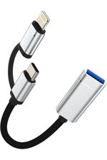Load image into Gallery viewer, iPhone X/11/12/13/14/15/16 Plus/17 Air/17 Pro Max Uyumlu Type-C/Lightning To USB Çevirici OTG/HUB
