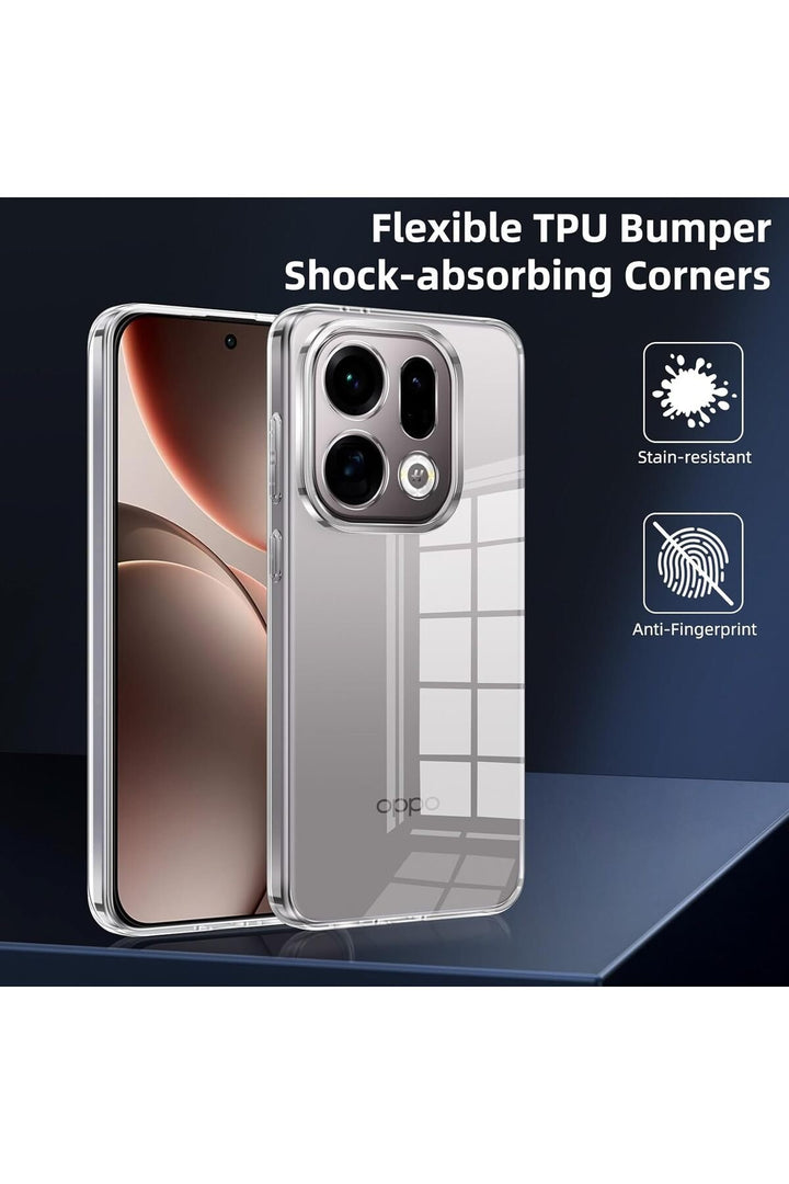 Oppo Find X9 Uyumlu Kamera Korumalı Kılıf Darbe Önceleyici Şeffaf Transparan Esnek Silikon Kapak