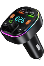 Load image into Gallery viewer, Bluetooth Araç Kiti Araç RGB LED Fm Transmitter USB Type-C MP3 Flash Bellek PD Çakmaklık Girişli