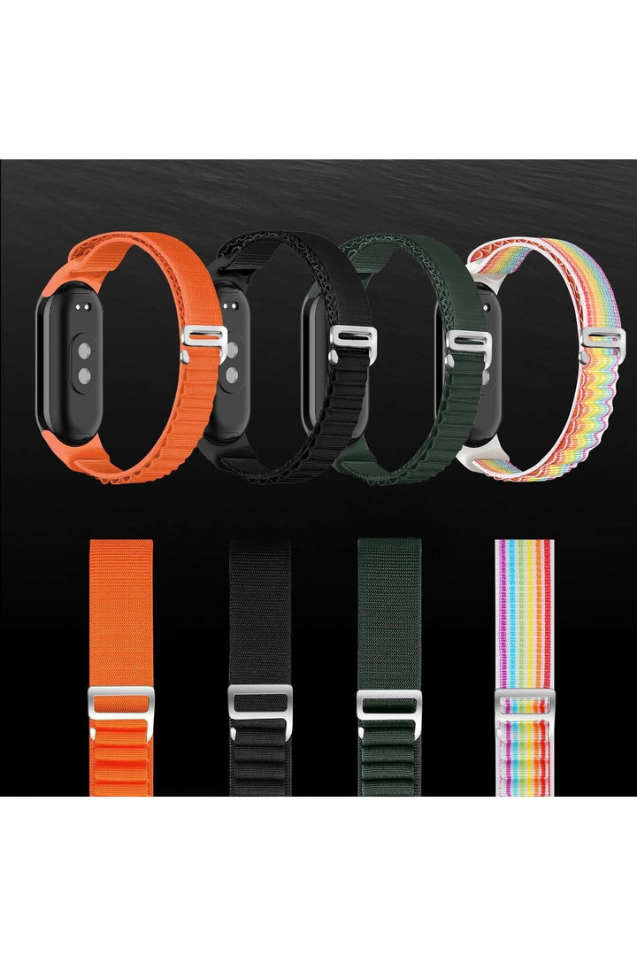 Xiaomi Mi Band 8/9 Uyumlu Kumaş Kordon Metal Tokalı Ayarlanabilir Lansman Kordon
