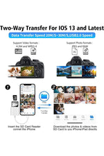 Load image into Gallery viewer, İphone 14/13/12/11/8/7/6/mini/plus/pro/max Uyumlu Lightning To Sd/micro Sd/tf Kart Okuyucu Çevirici
