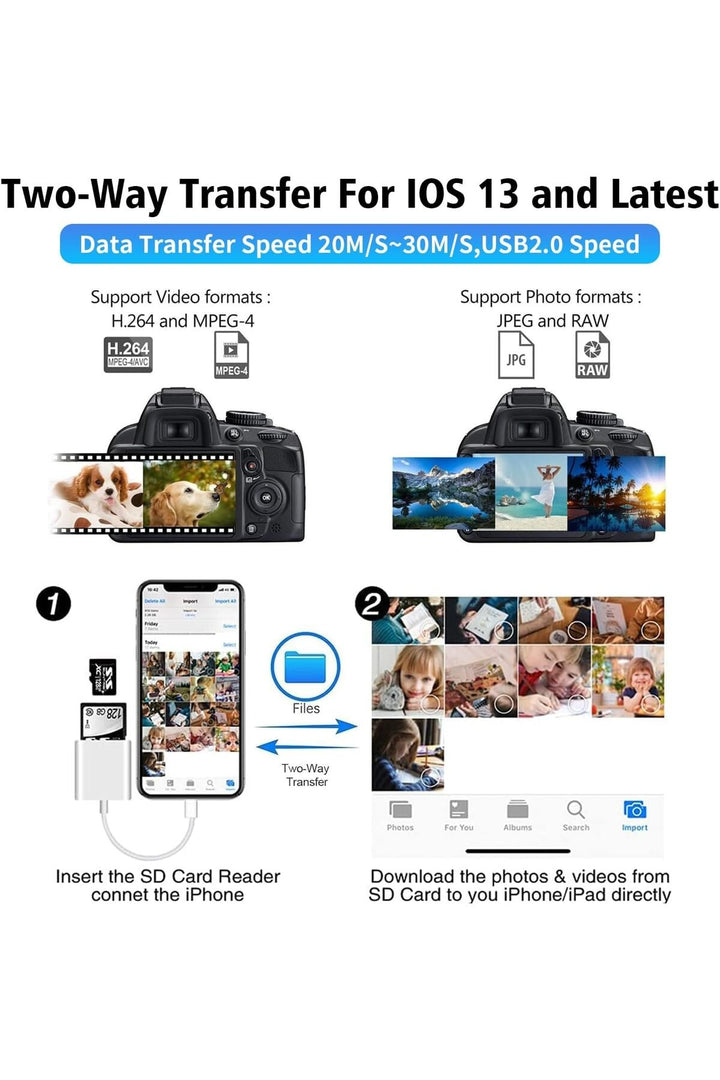 İphone 14/13/12/11/8/7/6/mini/plus/pro/max Uyumlu Lightning To Sd/micro Sd/tf Kart Okuyucu Çevirici