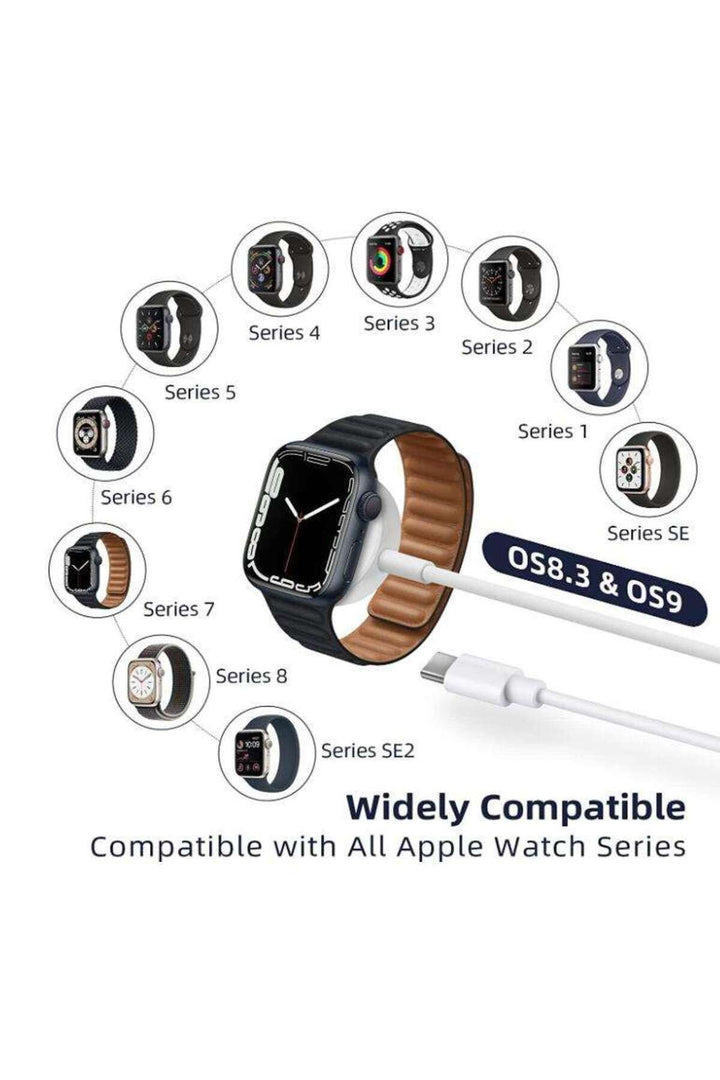 Apple Watch 9 8 7 6 5 4 3 Se Uyumlu Şarj Cihazı Manyetik Şarj Kablosu Type-c Şarj Aleti