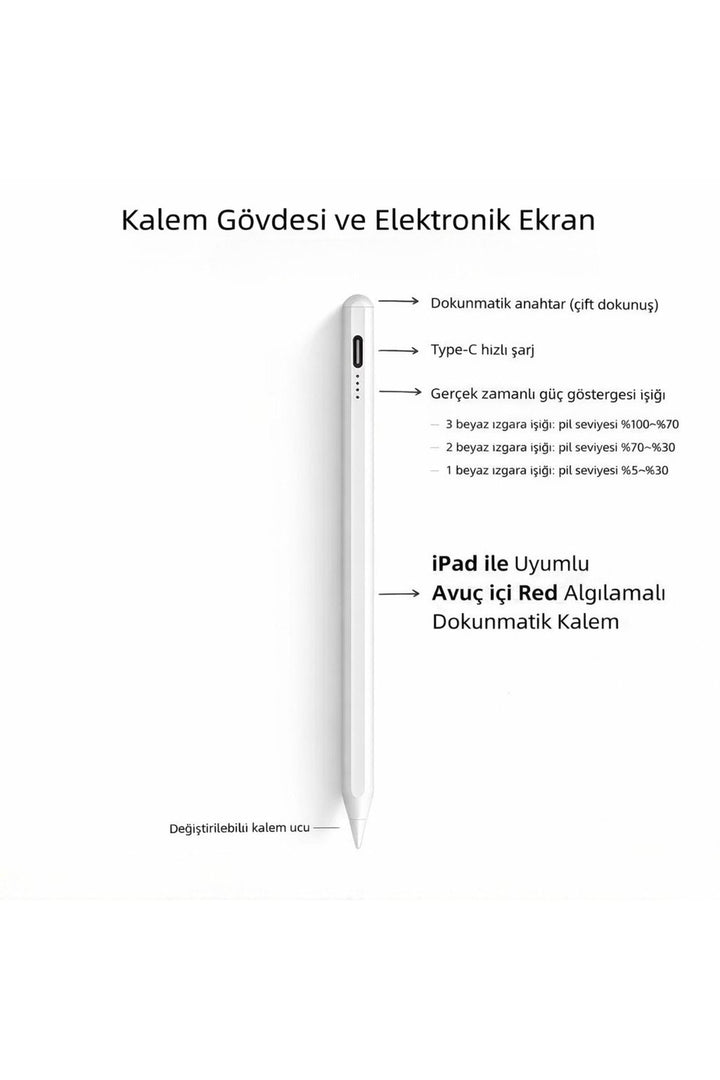 iPad Uyumlu Avuç içi Red Algılamalı Stylus Pencil Taşıma ve Saklama Kutulu Dokunmatik Çizim Kalemi
