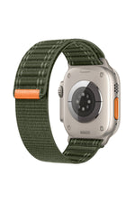 Load image into Gallery viewer, Apple Watch 44mm/45mm/46mm/49mm Uyumlu Kordon Bakla Bölmeli Dizayn Hasır Cırt Dokuma Kumaş Kordon