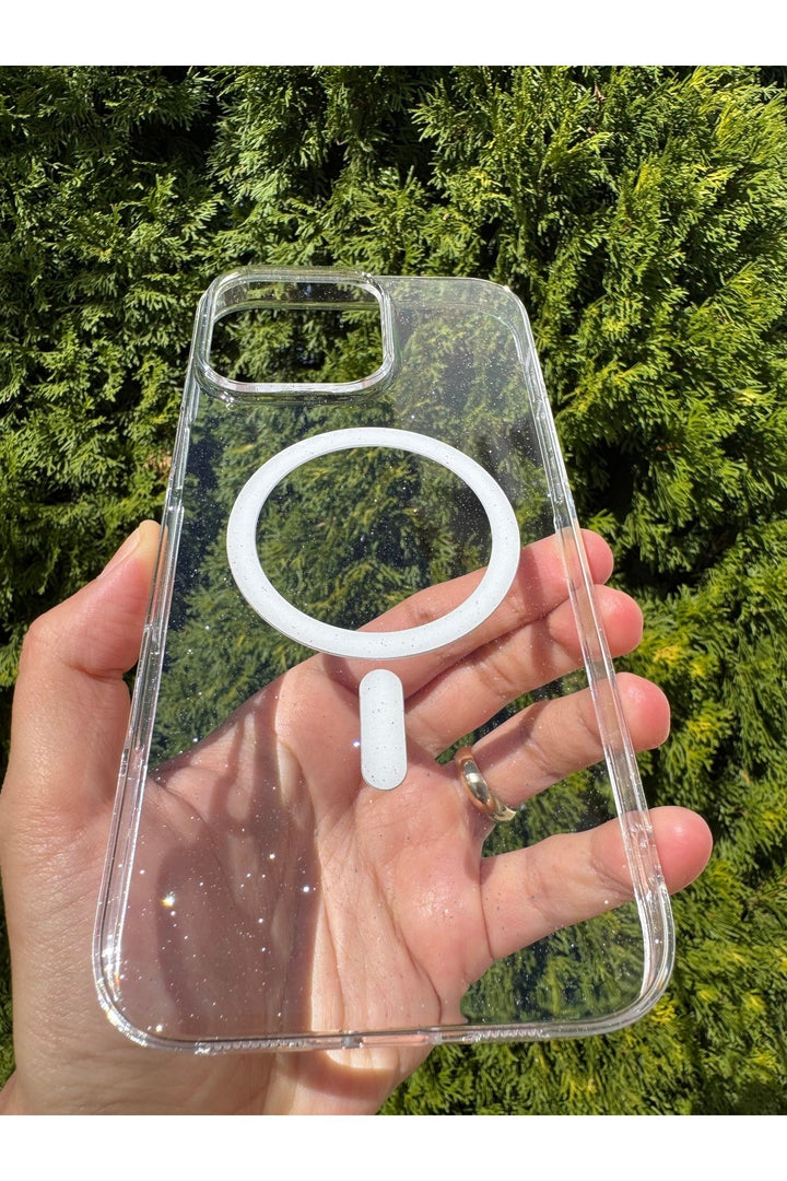 iPhone 16 Pro Max Uyumlu Simli Kılıf Sert Sararmaz Magsafe Kamera Kenarı Koruyucu Dayanıklı Kapak
