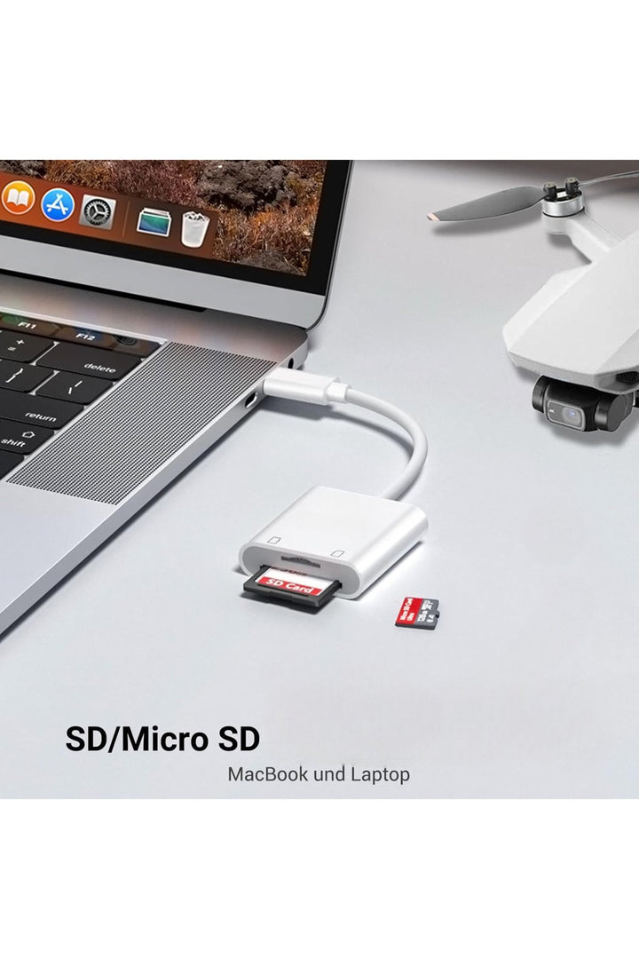 17/16/15/Pro Max/Plus/Mini/iPad/MacBook Pro/Air Samsung Uyumlu Type-C To SD/Micro SD/TF Kart Okuyucu