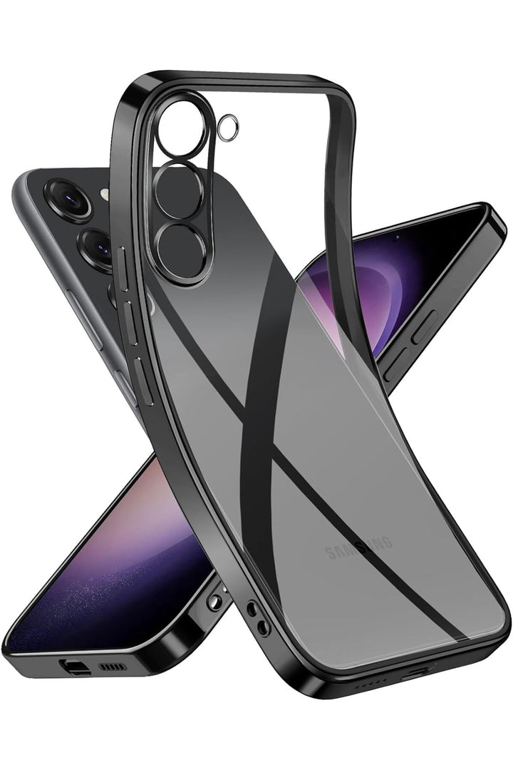 Samsung Galaxy S23 Uyumlu Kılıf Kenarları Renkli Kamera Korumalı Dayanıklı Şeffaf Silikon Kapak