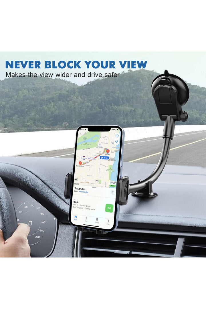 Araç içi Telefon Tutucu Büyük Boy Uzun Vantuzlu Cam ve Torpido için Uygun 360 Dönebilen Tutucu