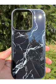 iPhone 16 Pro Uyumlu Kılıf Parlak Mermer Desenli Kamera Kenar Koruyuculu Arka Kapak