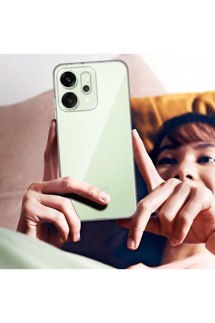 Oppo Reno 14 Uyumlu Kamera Korumalı Kılıf Darbe Önceleyici Şeffaf Transparan Esnek Silikon Kapak