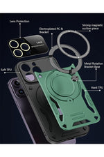 Load image into Gallery viewer, iPhone 15 Pro Max Uyumlu Kılıf Magsafe Standlı Kamera Lens Korumalı Dayanıklı Renkli Tank Kapakk