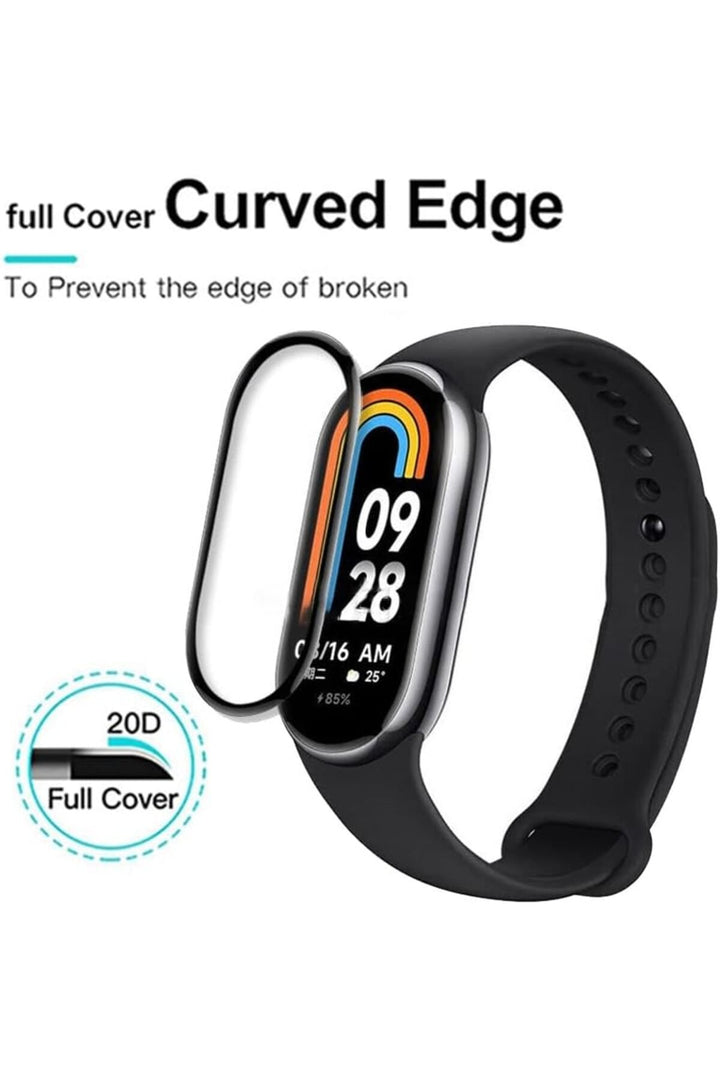 Xiaomi Mi Band 8 Uyumlu Tam Kaplayan Darbelere Karşı Dayanıklı Kırılmaz Cam Nano Ekran Koruyucu