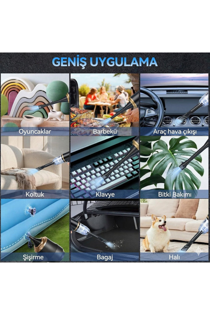 Ev/Araç/Ofis Şarjlı Taşınabilir Güçlü Süpürge Yüksek Emiş/Çekiş/Üfleme Gücü Kablosuz Temizleyici