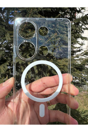 Xiaomi Redmi Note 13 Pro 4G Uyumlu Kılıf Sert Sararmaz Magsafe Kamera Korumalı Koruyucu Şeffaf Kapak