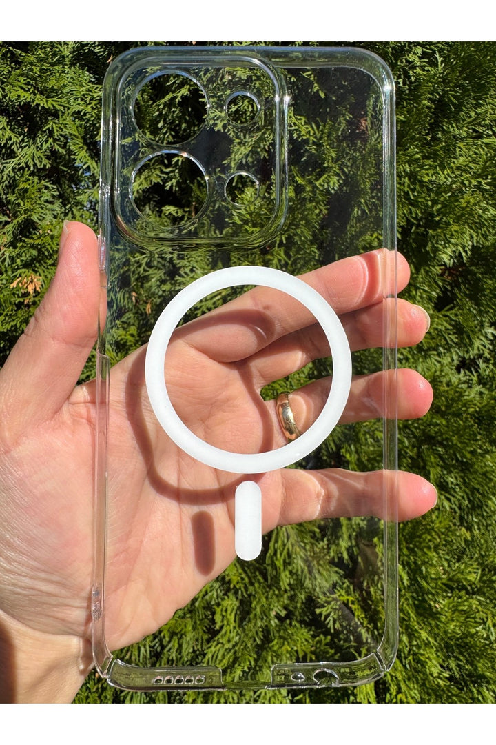 Xiaomi Redmi 15C Uyumlu Kılıf Sert Sararmaz Magsafe Kamera Korumalı Dayanıklı Şeffaf Kapak